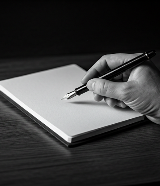 Hand writing with a fountain pen